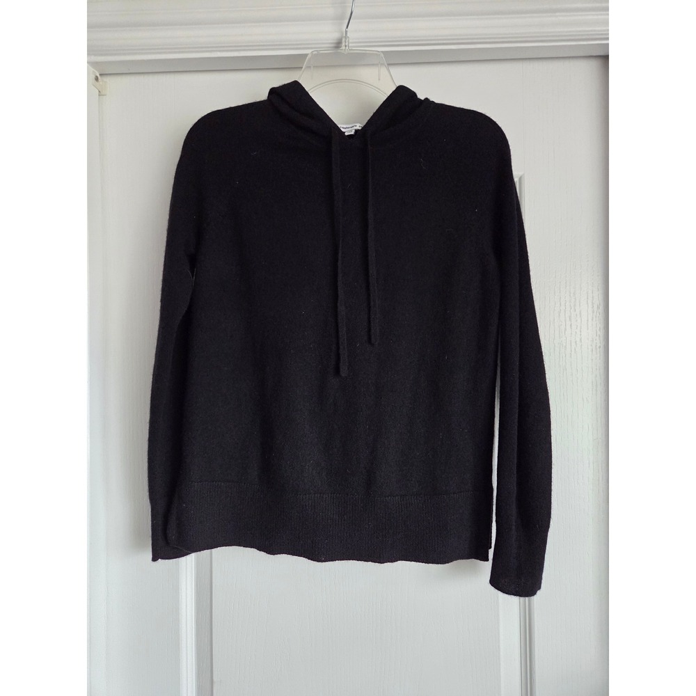 The Cashmere Project Womens 100% Cashmere Pullover Hoodie Black XS RN 93178